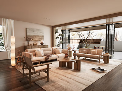 侘寂风中古风客厅