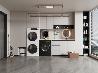 现代阳台洗衣机收纳柜