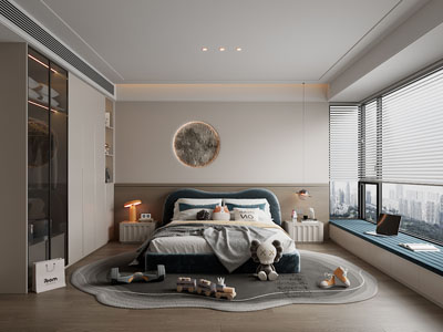 现代卧室 儿童房 男孩房3d模型 现代卧室 儿童房 男孩房