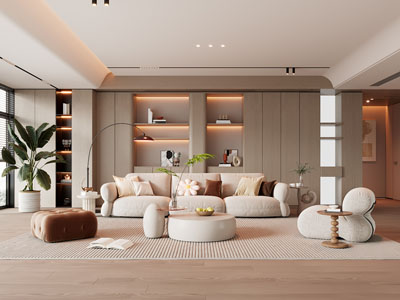 现代奶油风客厅