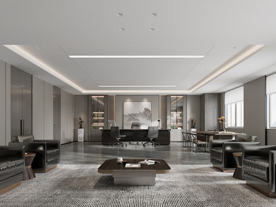 新中式董事长 总经理办公室3d模型 新中式董事长 总经理办公室