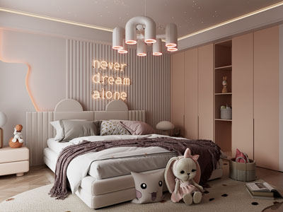 现代卧室 儿童房 公主房3d模型 现代卧室 儿童房 公主房