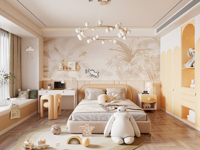 现代卧室 儿童房 公主房3d模型 现代卧室 儿童房 公主房
