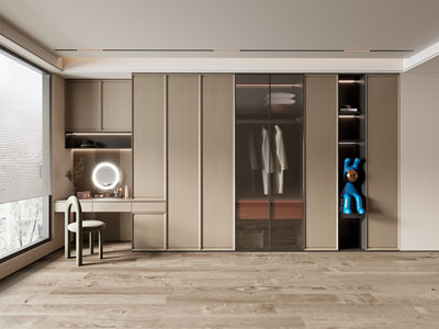 现代带化妆台的衣柜3d模型 现代带化妆台的衣柜