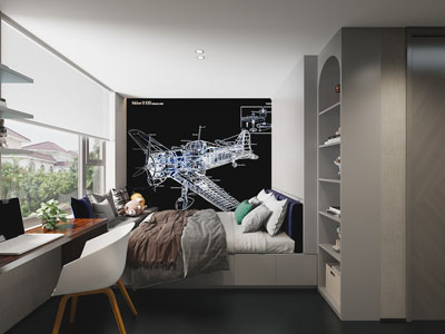 现代卧室 儿童房 男孩房3d模型 现代卧室 儿童房 男孩房