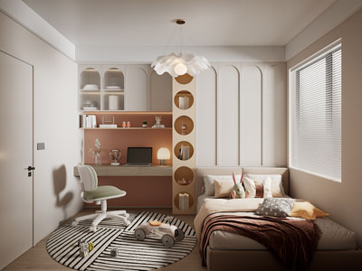 现代榻榻米卧室 儿童房 公主房3d模型 现代榻榻米卧室 儿童房 公主房