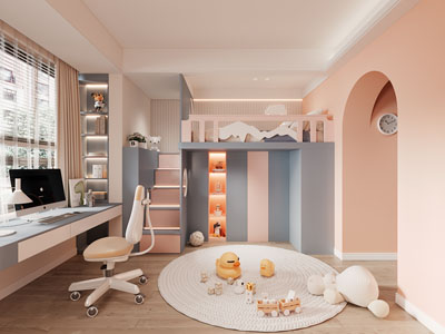 现代卧室 儿童房 男孩房3d模型 现代卧室 儿童房 男孩房