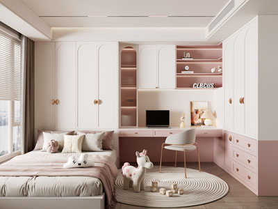 现代榻榻米卧室 公主房 儿童房3d模型 现代榻榻米卧室 公主房 儿童房