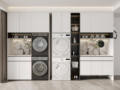 现代阳台洗衣机收纳柜