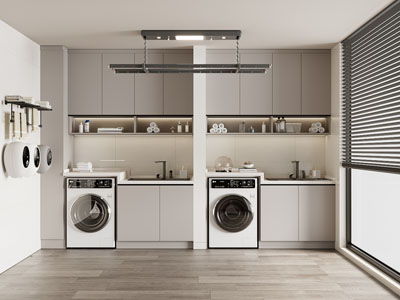 现代阳台洗衣机收纳柜