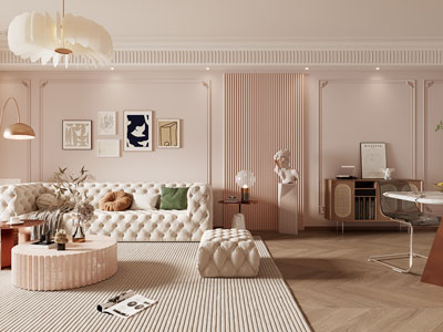 法式轻奢客厅餐厅