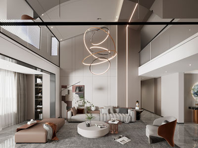 现代别墅挑高客厅