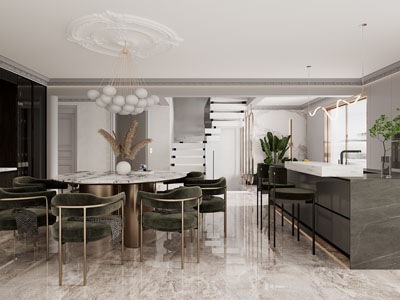 现代轻奢餐厅 开放式厨房