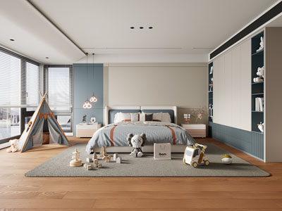 现代卧室 男孩房 儿童房3d模型 现代卧室 男孩房 儿童房