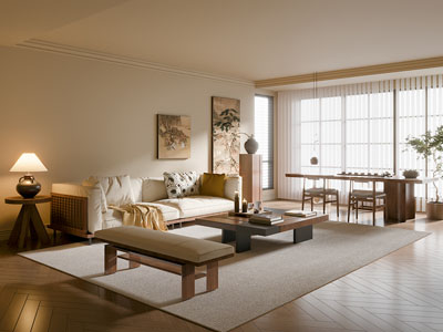 侘寂风中古风客厅