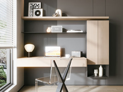 现代书桌椅组合3d模型 现代书桌椅组合