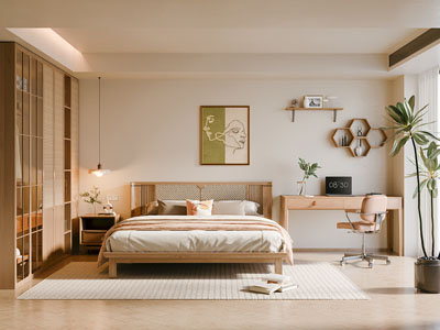 现代原木风卧室