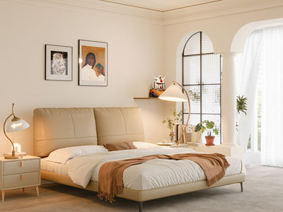 现代卧室 双人床 床头柜