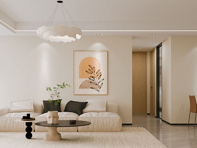 现代奶油风客厅餐厅