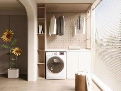 现代阳台洗衣机收纳柜