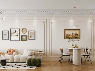 法式轻奢客厅餐厅