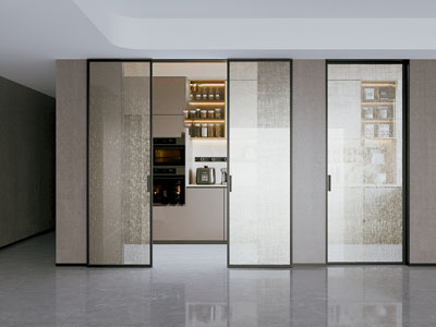 现代厨房玻璃推拉门3d模型 现代厨房玻璃推拉门