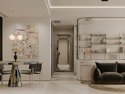 现代客厅餐厅3d模型 现代客厅餐厅