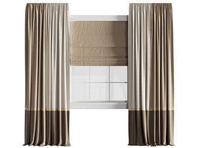 现代布艺窗帘 拉帘 卷帘 罗马帘3d模型 现代布艺窗帘 拉帘 卷帘 罗马帘