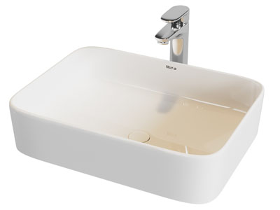 现代长方形陶瓷洗手盆 水龙头