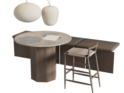 现代卡座餐桌椅组合