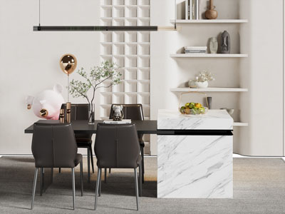 现代带吧台的餐桌椅组合