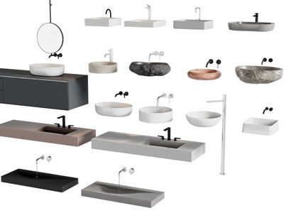 现代陶瓷洗手台 洗手盆 水龙头