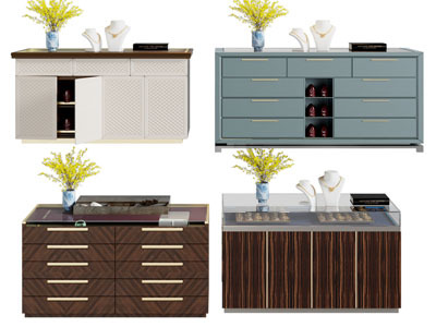 现代衣帽间中岛台 首饰展示收纳柜