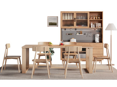 北欧实木餐边柜 餐桌椅组合