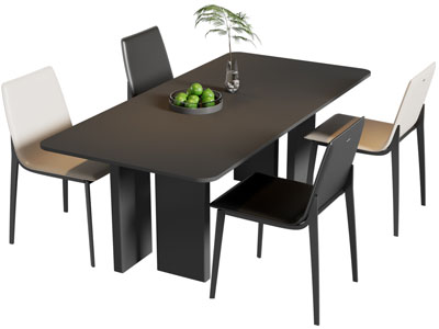现代长方形餐桌椅组合