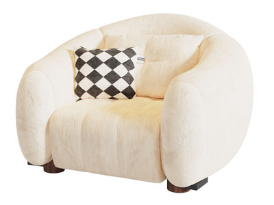 现代奶油风单人沙发