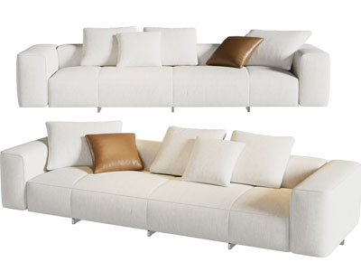 现代奶油风多人沙发3d模型 现代奶油风多人沙发