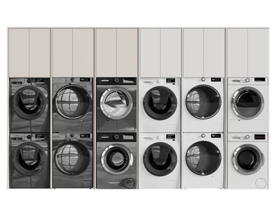 现代洗衣机 烘干机收纳柜3d模型 现代洗衣机 烘干机收纳柜