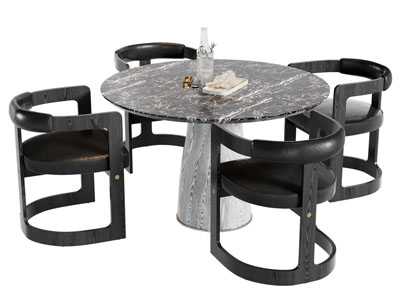 新中式圆形餐桌椅组合