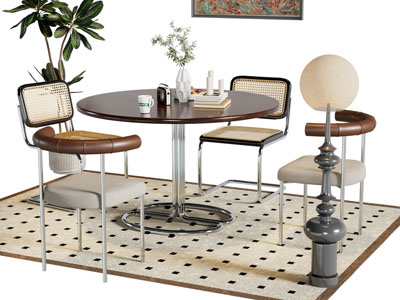 现代中古风餐桌椅组合