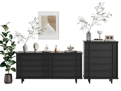 现代黑色玄关柜 边柜 斗柜3d模型 现代黑色玄关柜 边柜 斗柜
