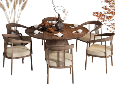 新中式中古风餐桌椅组合