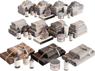 现代叠在一起的毛巾 洗护用品 卫浴小件