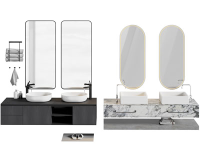 现代双盆洗手台 浴室柜