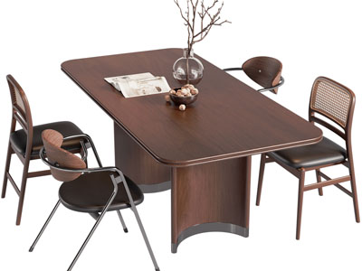 现代中古风实木餐桌椅组合