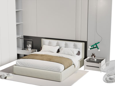 现代双人床 床头柜 衣柜