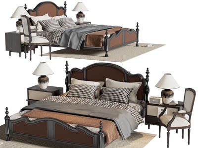 法式双人床 床头柜