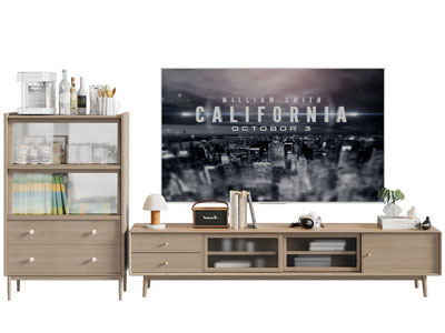 北欧实木电视柜 边柜 电视机