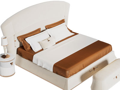 现代布艺双人床 床头柜