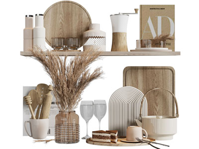 北欧实木砧板 餐具 厨具组合